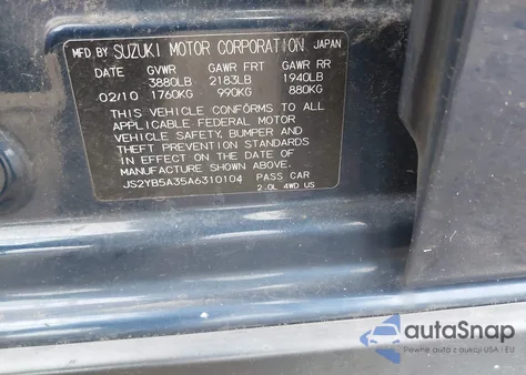 2010 Suzuki Sx4 Technology из США, поврежденный, VIN JS2YB5A35A6310104